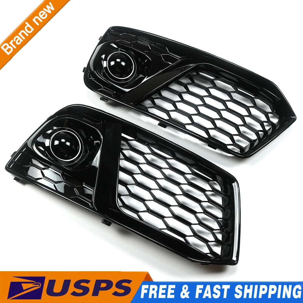 Front Honeycomb Fog Lamp Grilles Cover for Audi Q5 SQ5 (2018–2019)