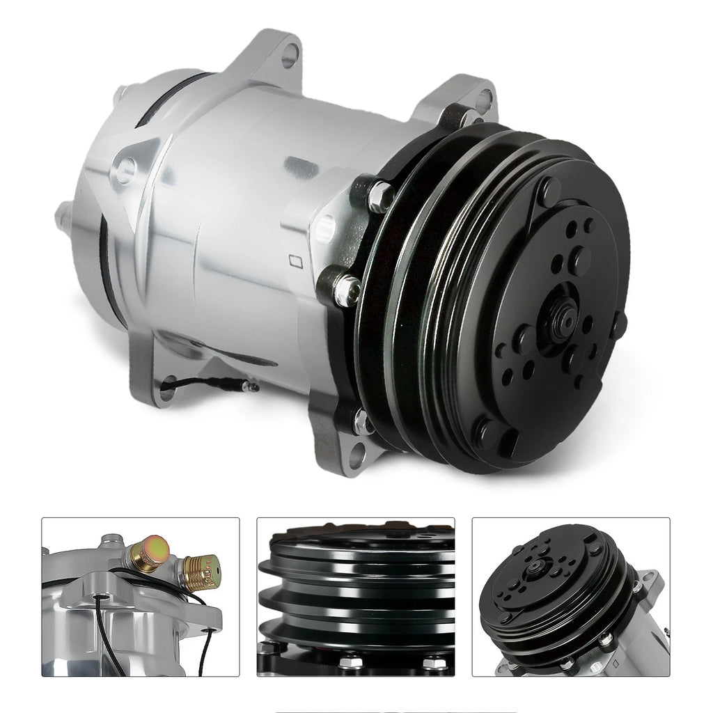 A/C Compressor with 2-Groove Pulley & Clutch for Sanden 508 (12V)
