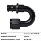 Push Lock Hose Fitting 8AN to 1/2 in Barb Fuel Line for 180° (2 Pieces) (2010–2024)