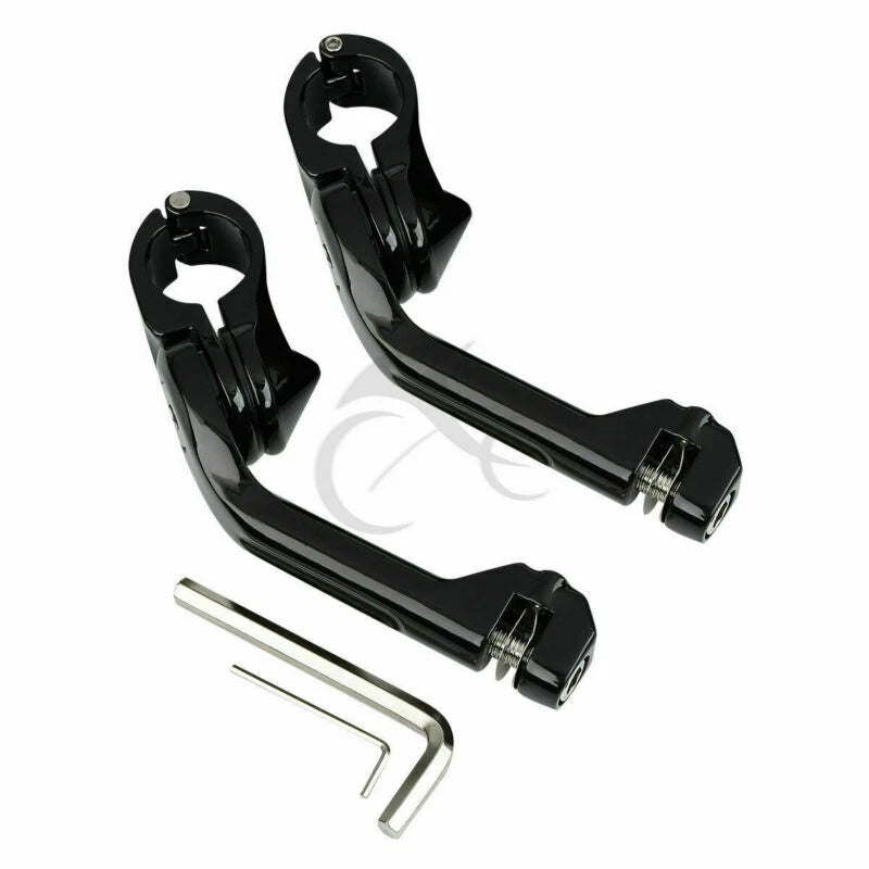 1 1/4" Black Footpeg Footrest Long Angled Mount Bracket for Harley Touring