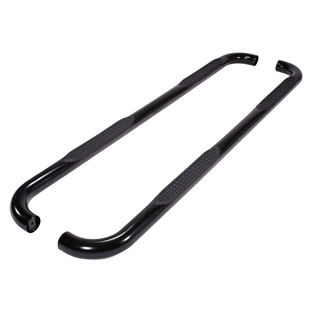 Black 3in 60 Deg Round Bent w/2 Pads Step Nerf Bar for 2009-19 Ram 1500 Ext Cab