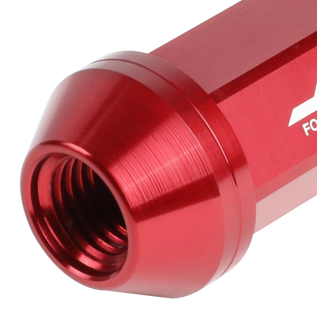 Set of 20 J2 7075 Forged Aluminum M12x1.5 Close-End Lug Nuts with Adapter Red