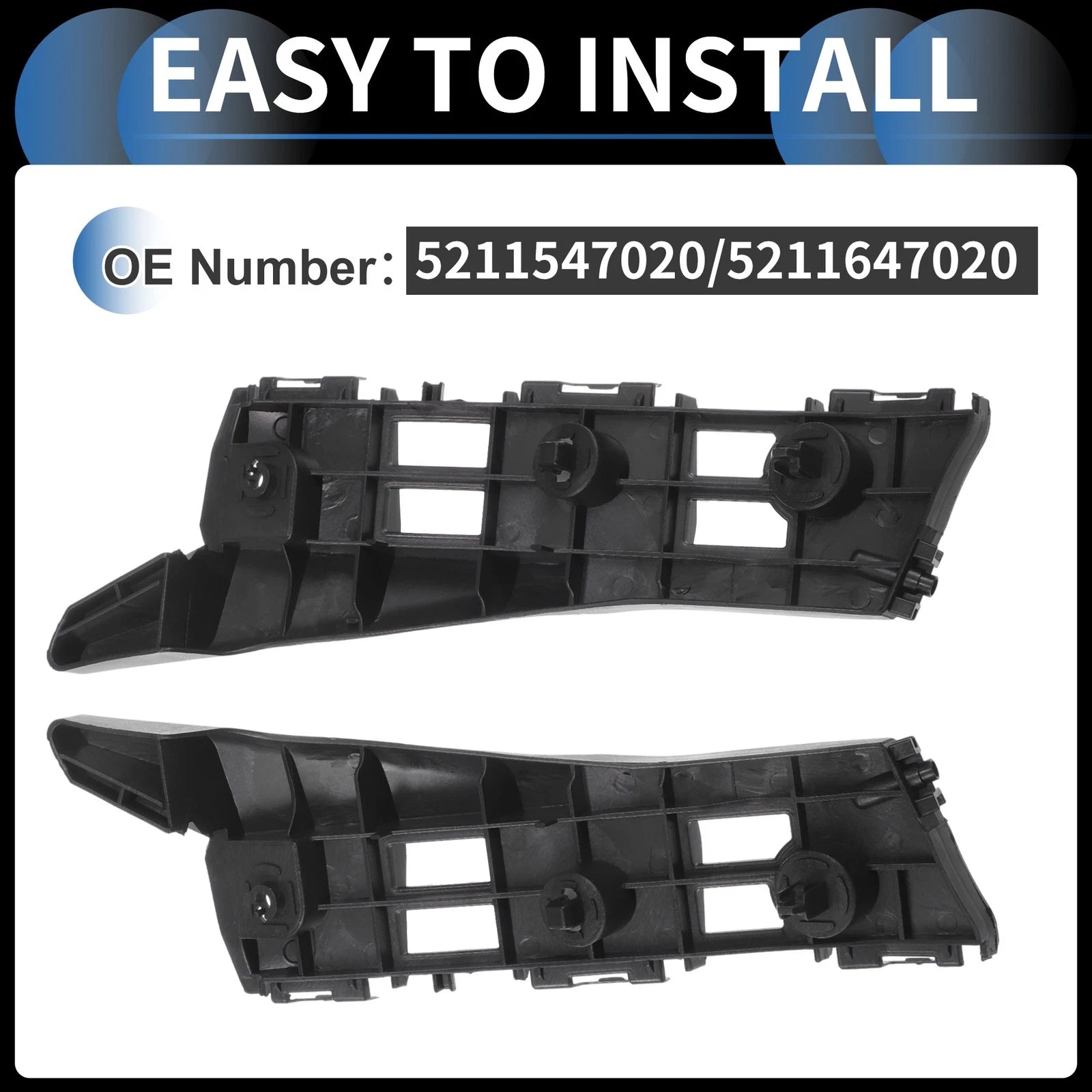 1 Pair Front Bumper Retainer Bracket No. 5211547020 for Toyota Prius (2010–2015)