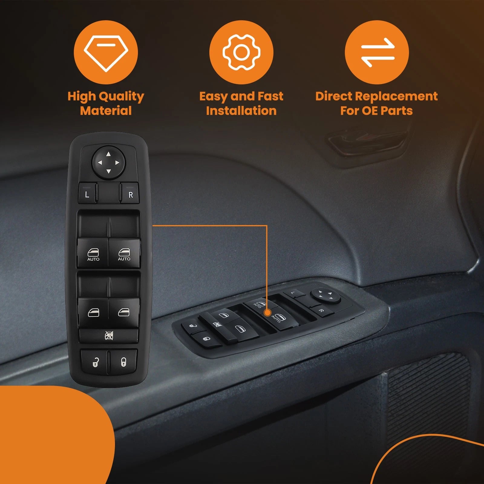 Power Window Switch for Dodge Ram 1500 2500 3500 4500 5500 (2013–2015) 4602533AF