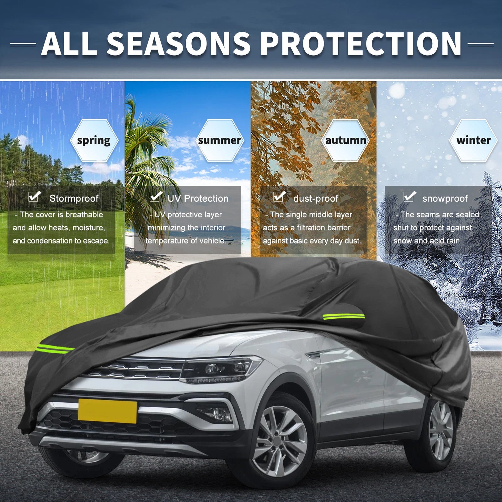 Waterproof 243D-PU Car Cover for Volkswagen T-Cross (2018–2024)