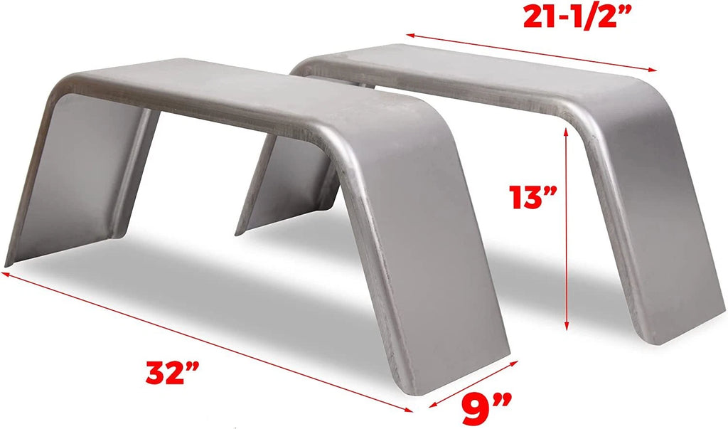 Square Trailer Fenders for Utility Cargo Trailer (14" - 16" Tires) Pair