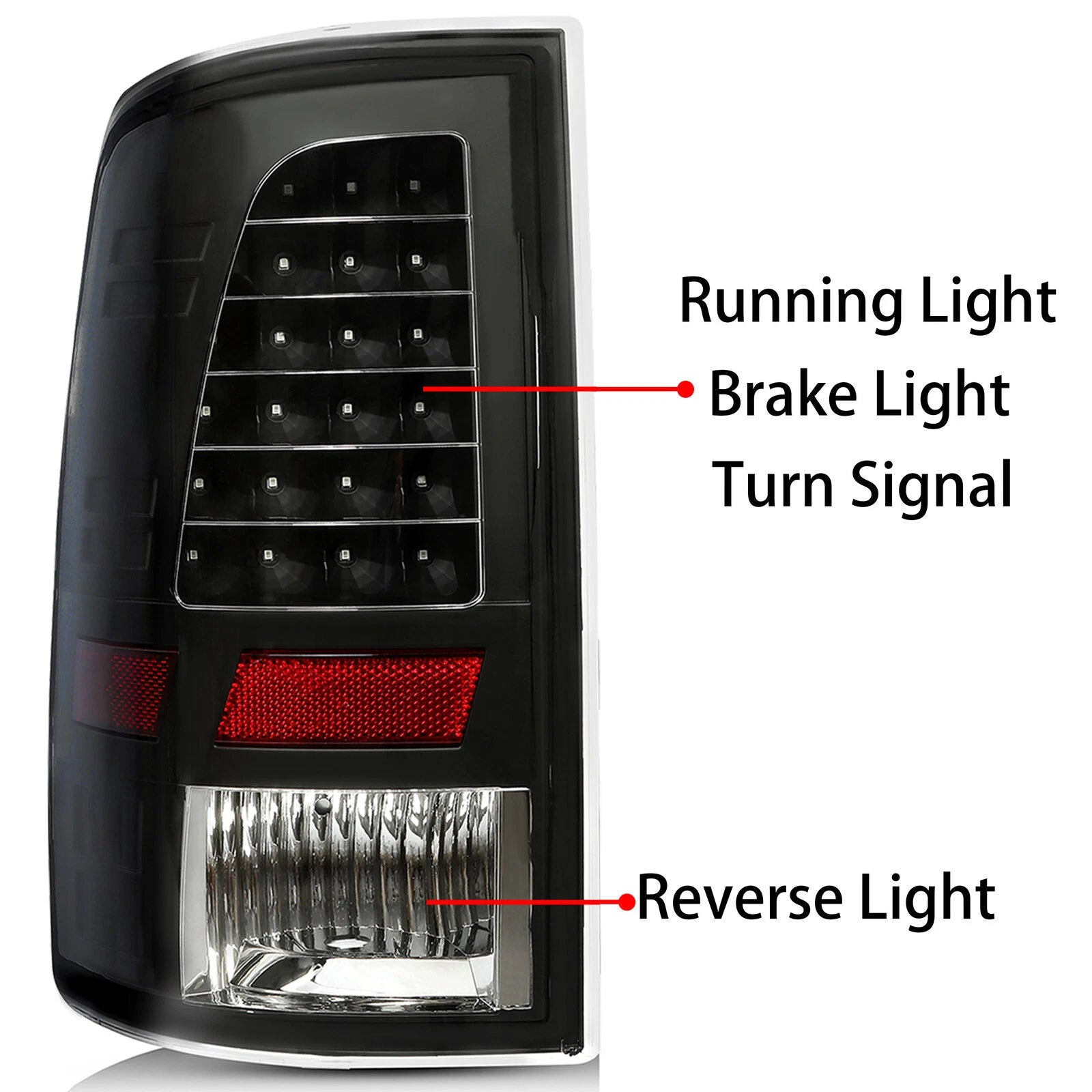 LED Tail Lights Brake Lamps for Dodge Ram 1500 2500 3500 (2009–2018)