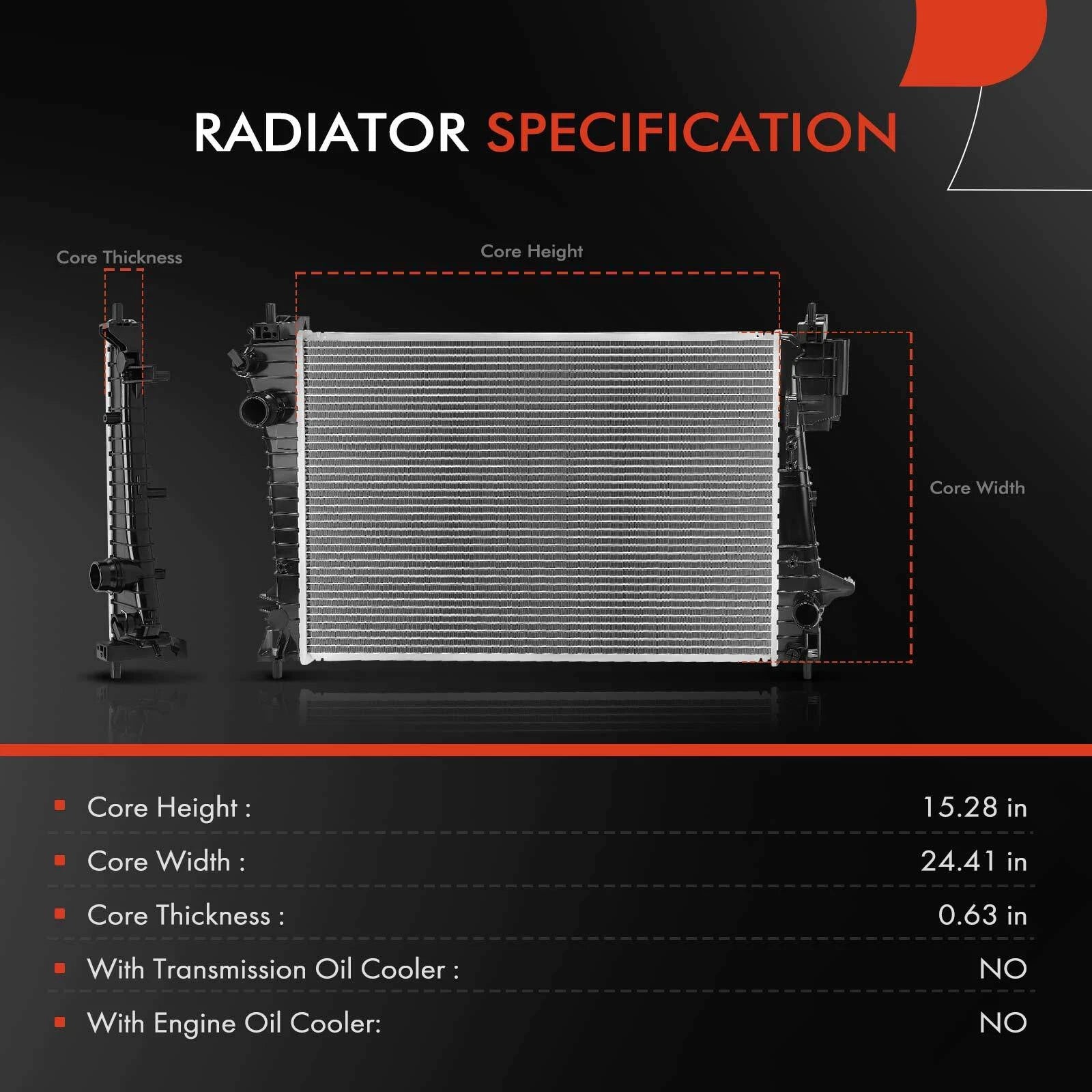 Radiator for Chevrolet Sonic (2012–2019) L4 1.4L Manual Transmission