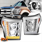 Full LED Sequential Signal Projector Headlights for Ford F250 Super Duty (2011–2016)