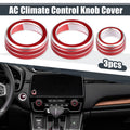 3X AC Knob Ring Covers for Honda CR-V (2017–2021) Red