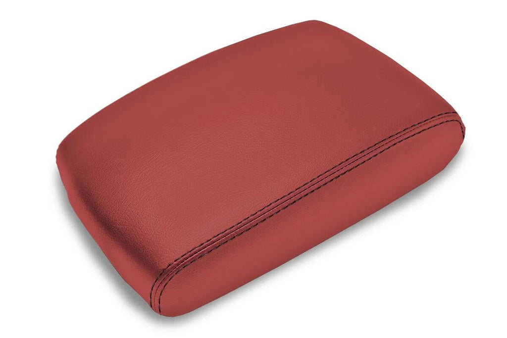 Leather Console Lid Armrest Cover for Infiniti FX35 (2009–2012) Red Black Stitch