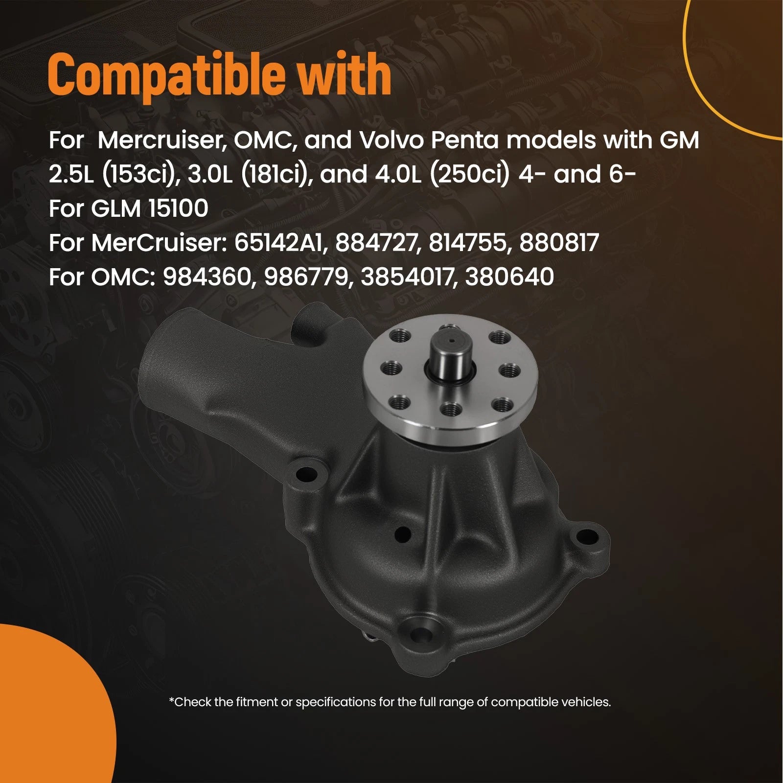 Water Pump Unit for Mercruiser OMC 2.5L 3.0L 4.0L