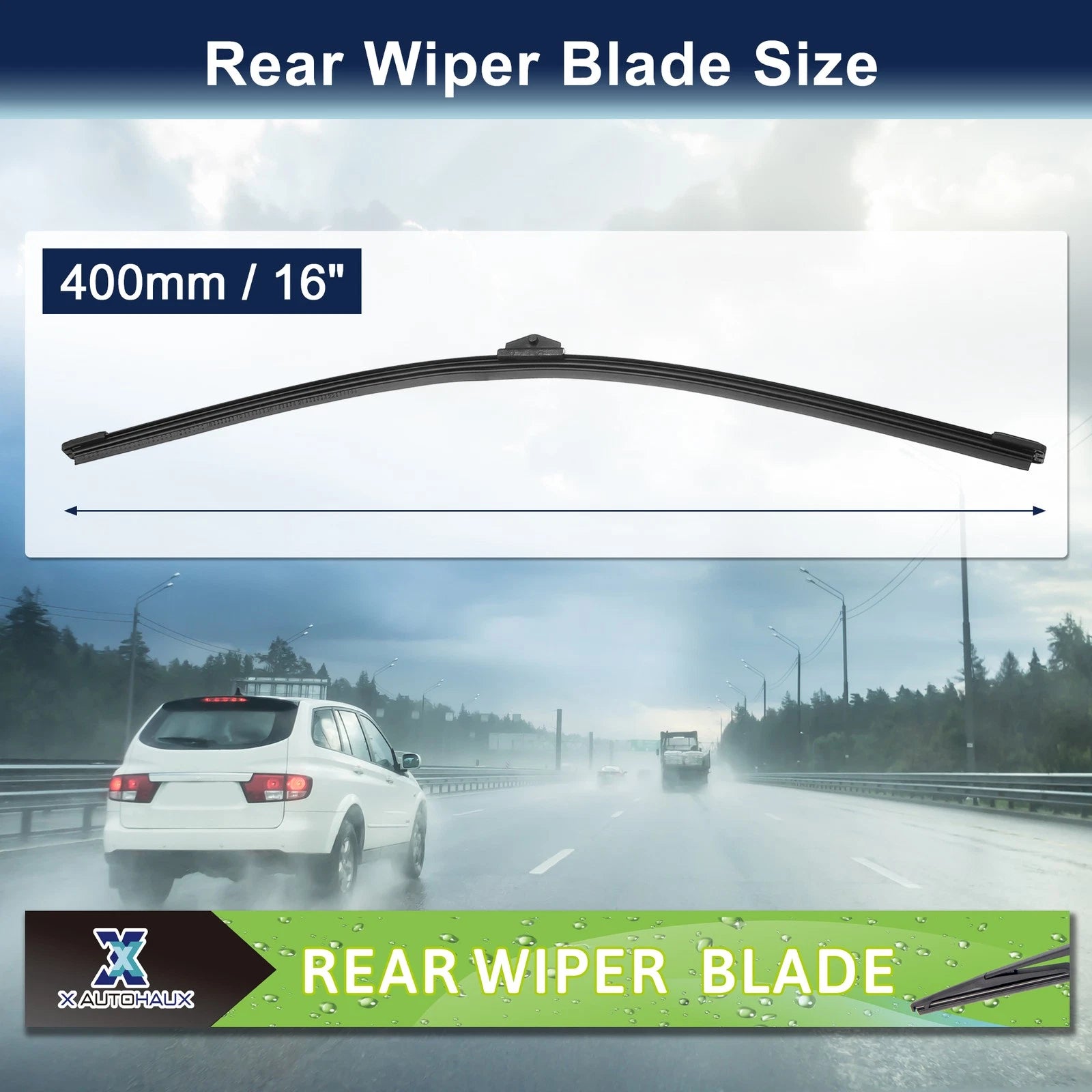 Set of 2 400mm 16" Rear Windshield Wiper Blades for Audi A4 Avant (2007–2016)