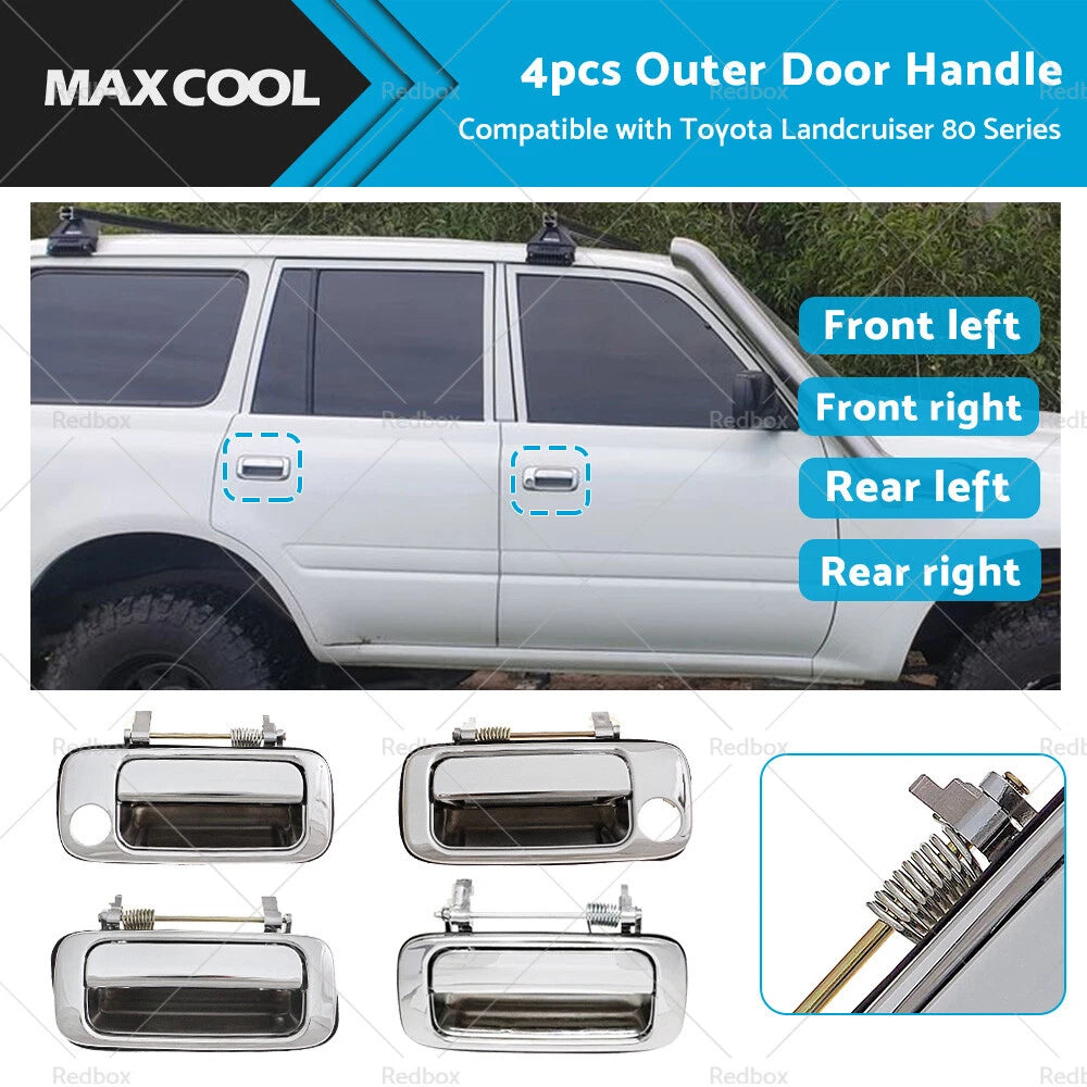 Chrome Front Rear Outer Door Handle for Toyota Landcruiser 80 Series (1990–1997)
