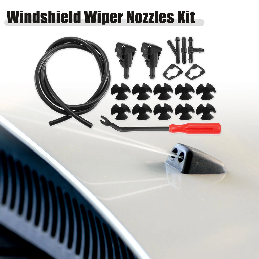Set of 2 Front Windshield Washer Nozzle Kit for Dodge RAM (Fits 1M Hose)