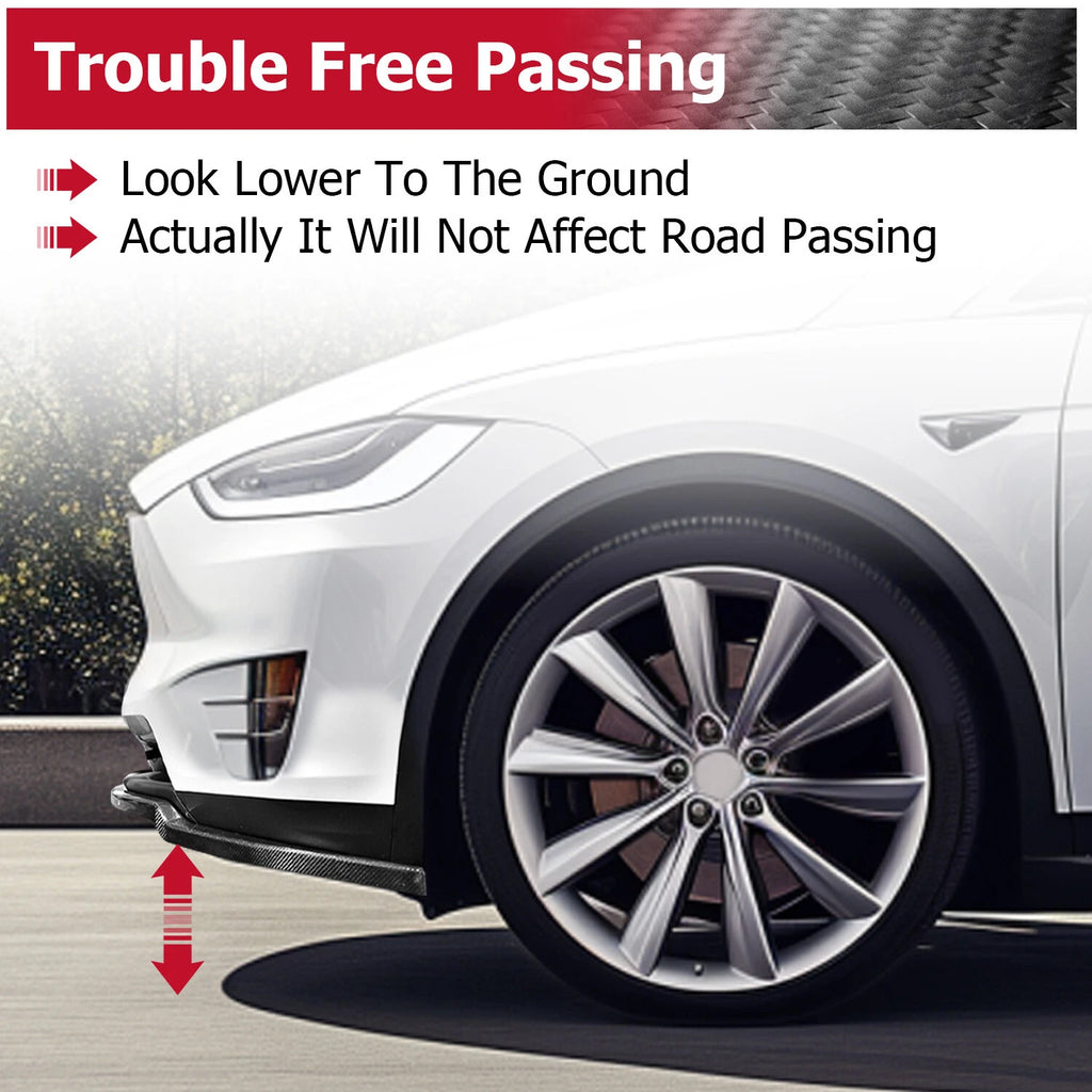 Carbon Fiber Front Bumper Lip Splitter for Tesla Model X (2016–2020)