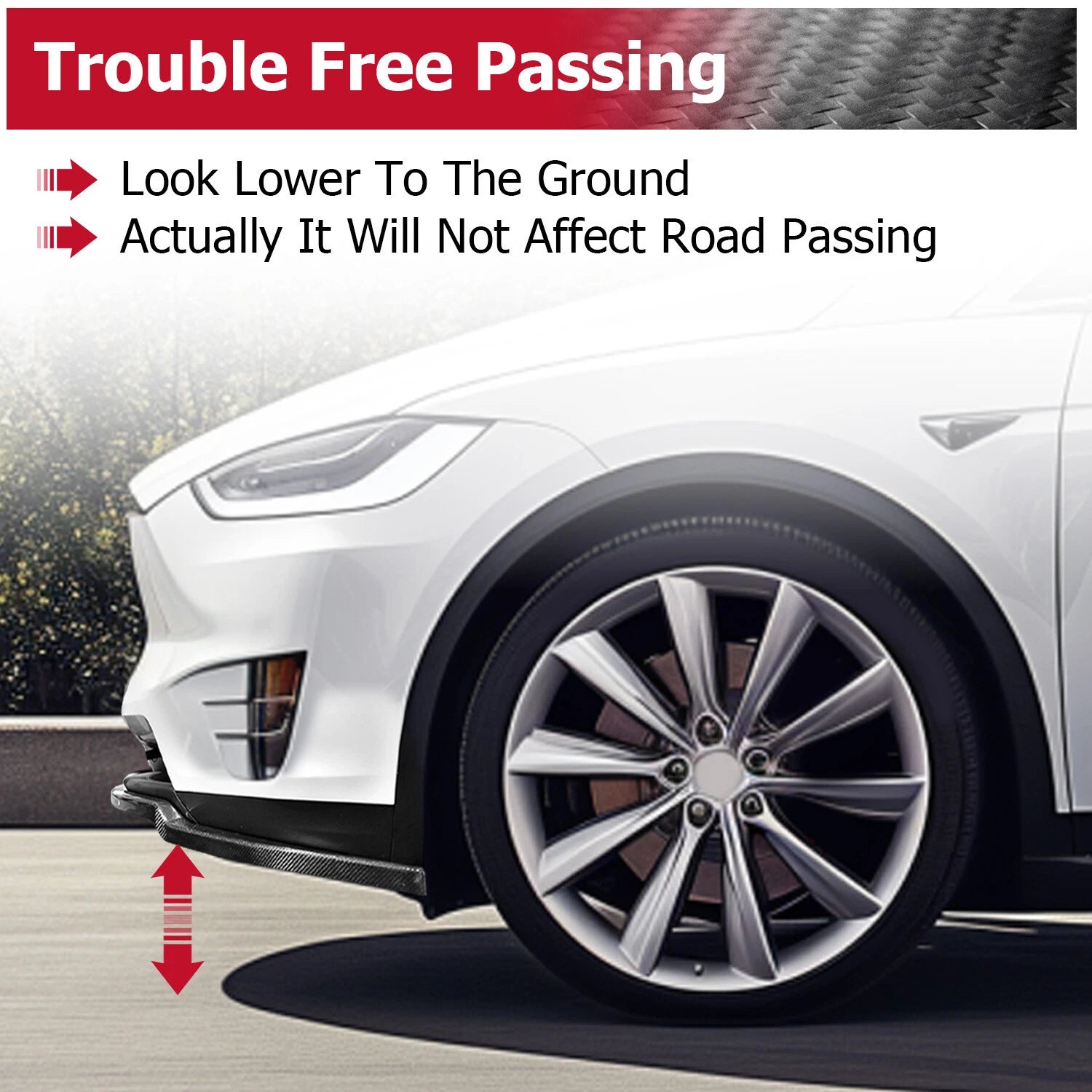 Carbon Fiber Front Bumper Lip Splitter for Tesla Model X (2016–2020)