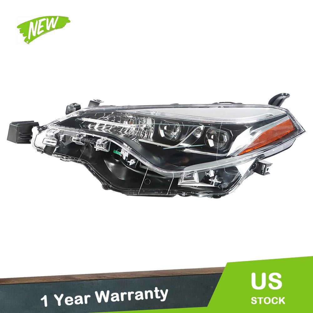 Driver Left Side Headlight for Toyota Corolla (2017–2019) Black Housing
