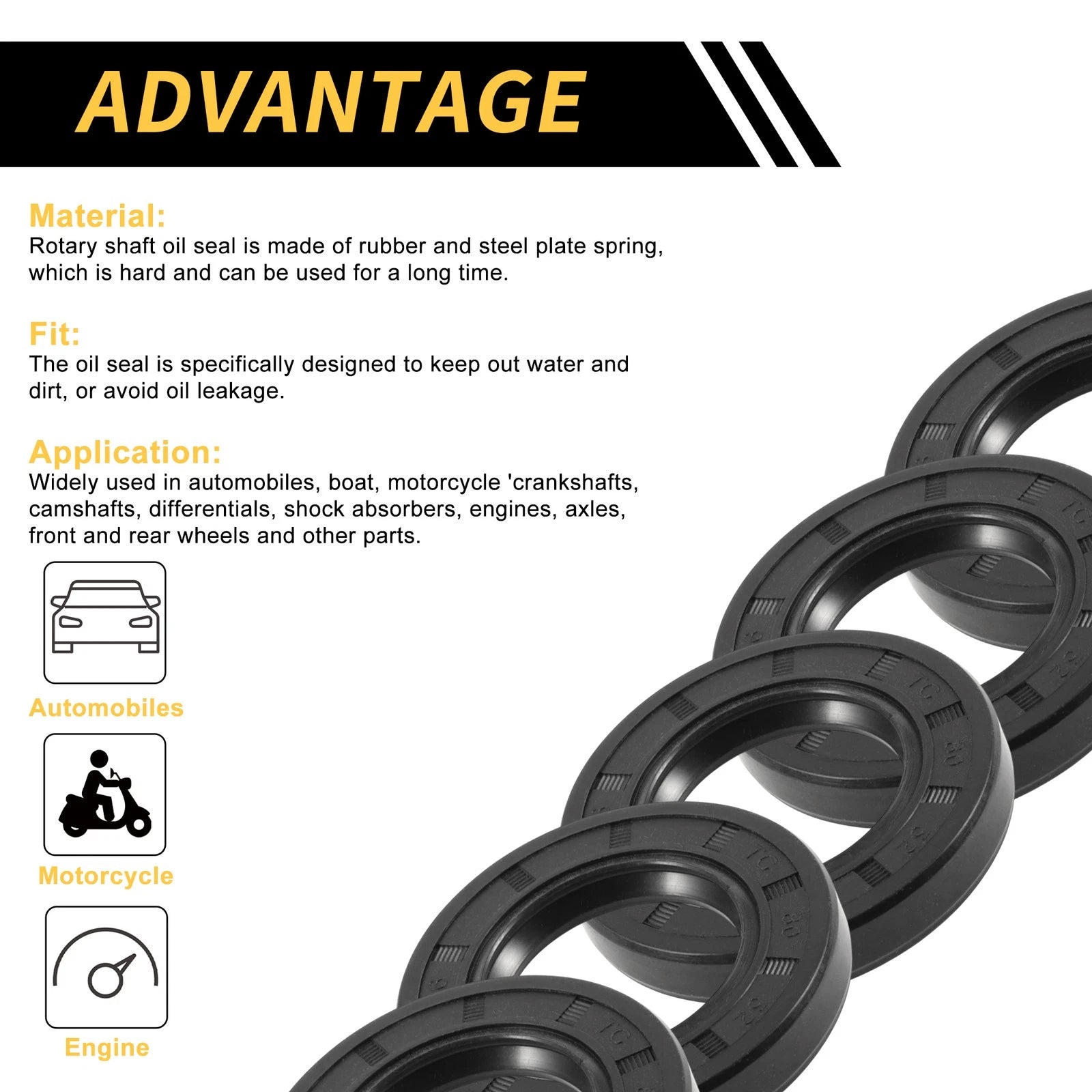 Set of 5 Oil Seal Rotary Shaft Seal NBR Rubber 30x52x8mm