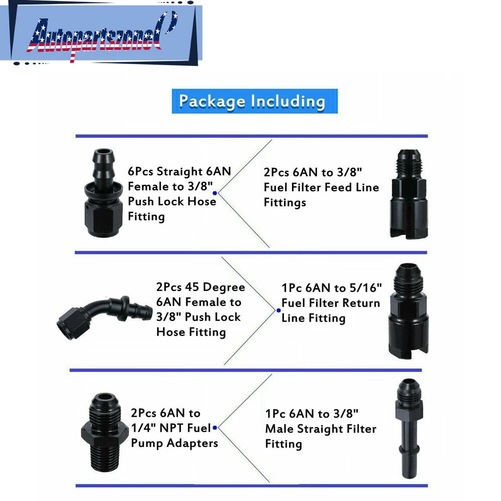 LS Conversion Fuel Injection Line Fitting Adapter Kit for EFI