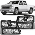 Headlight Assembly for Chevy Silverado Avalanche 1500 (2003–2007) Black Housing