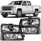 Headlight Assembly for Chevy Silverado Avalanche 1500 (2003–2007) Black Housing