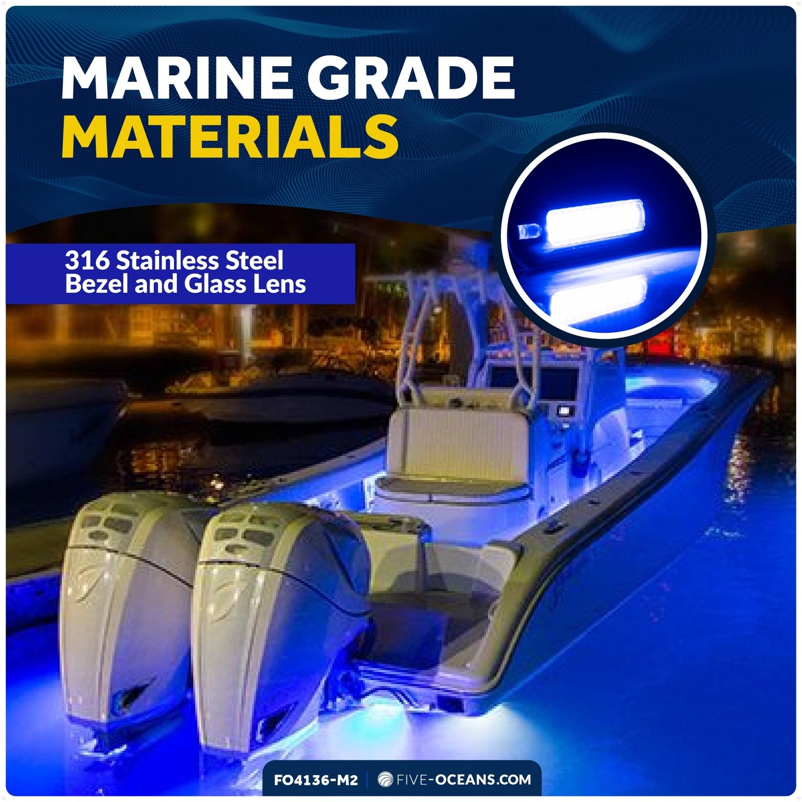 2X LED Underwater Light for Boat (12V)