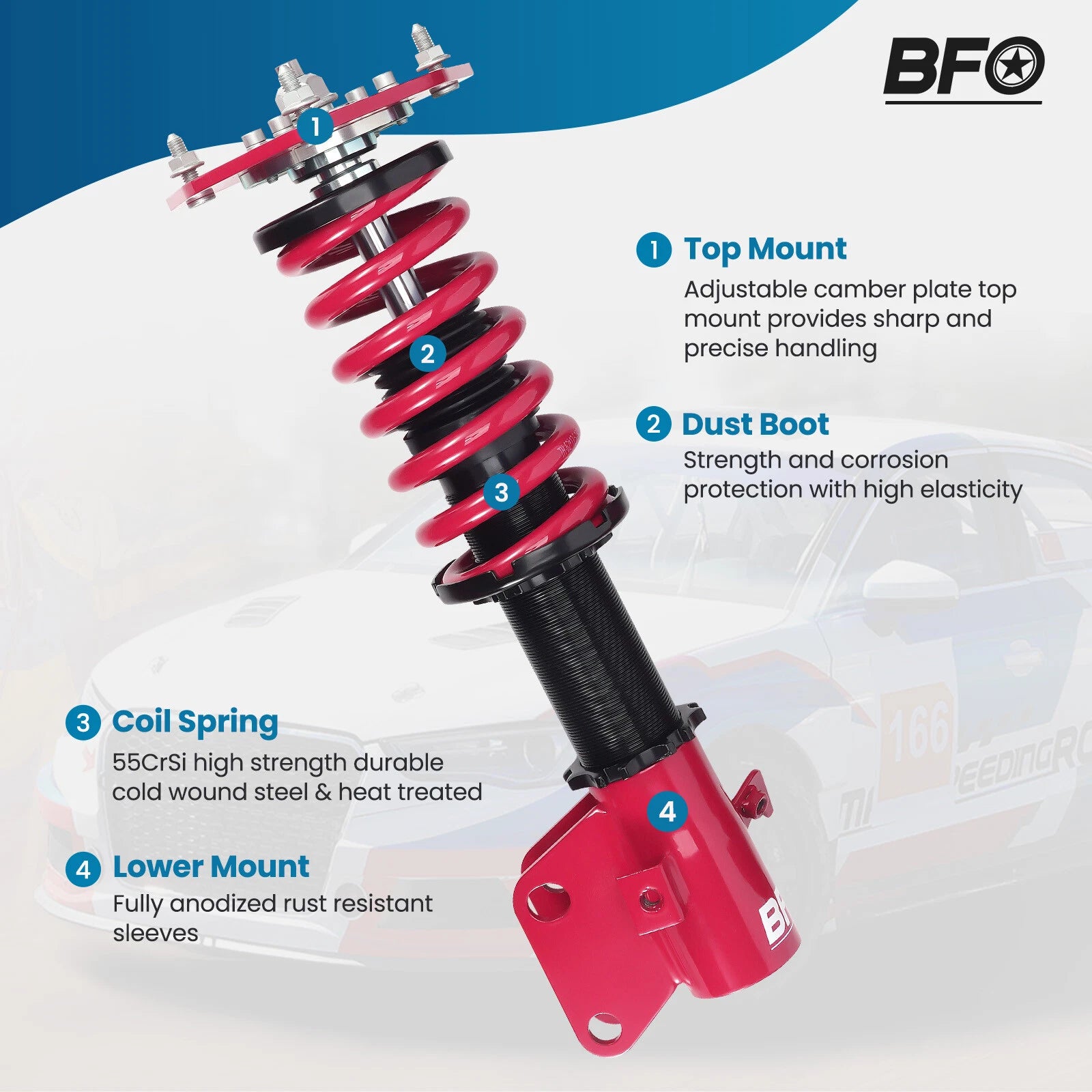 4X Coilovers Suspension Lowering Kit for Subaru Impreza WRX (2002–2007) Forester (2003–2008)
