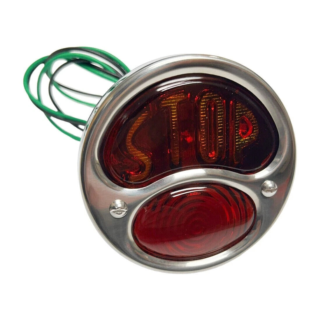 Stainless Tail Lights Lamp Set with Brackets for Ford Model A (1928–1931)