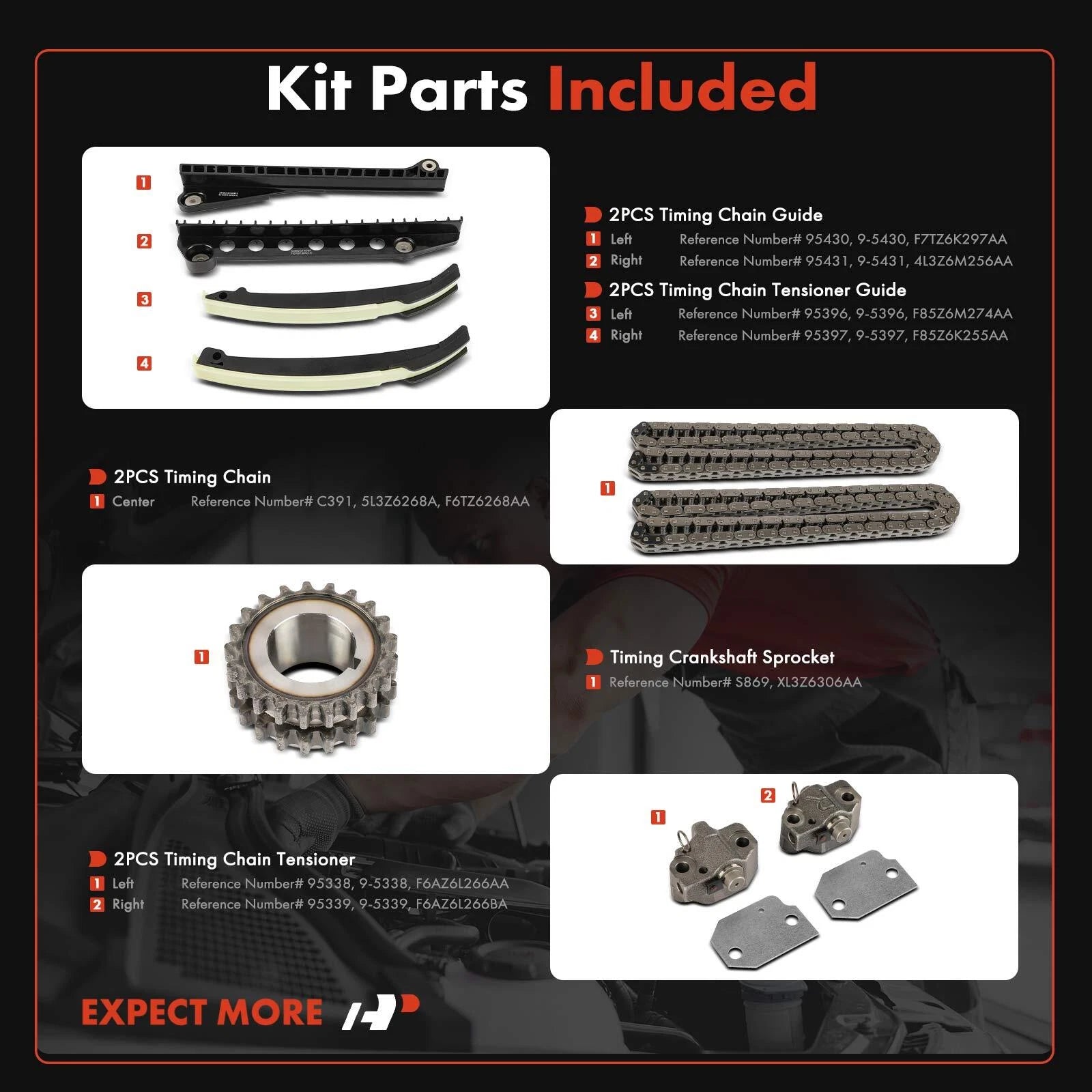 9X Timing Chain Kit for Ford F-250 F-350 F-450 F-550 Super Duty (2002)
