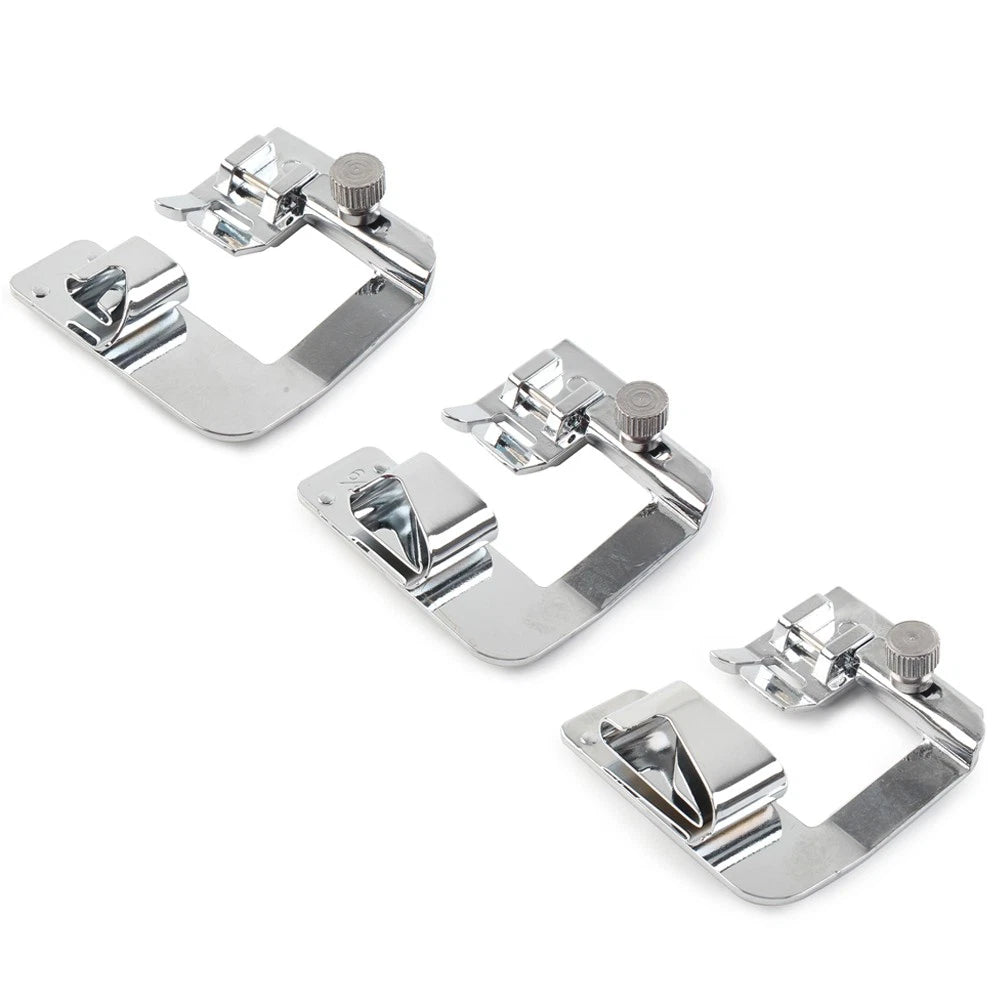 Set of 3 Rolled Hem Feet for Brother Singer Sewing Machines