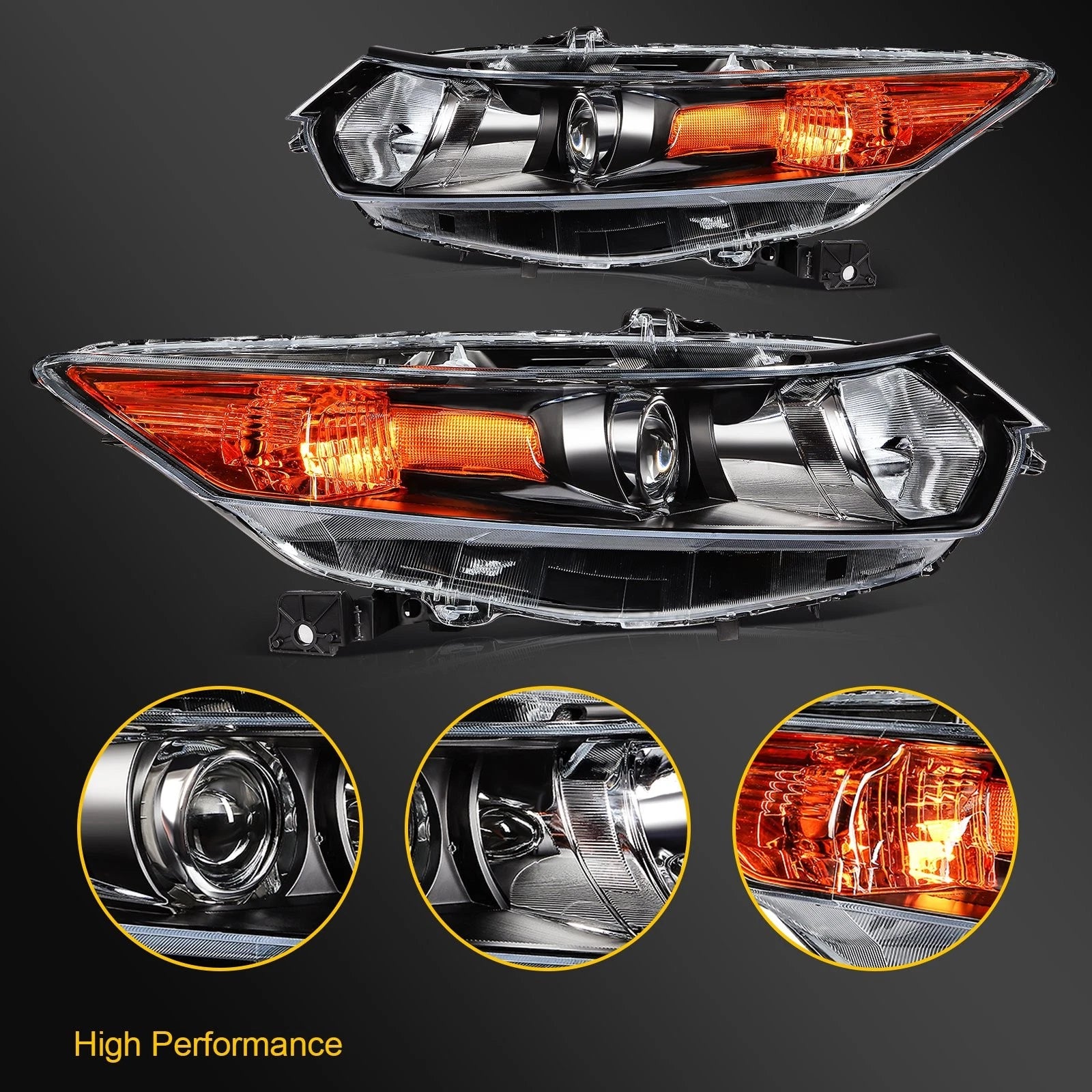 HID Xenon Projector Headlight Assembly for Acura TSX (2011–2013) Pair