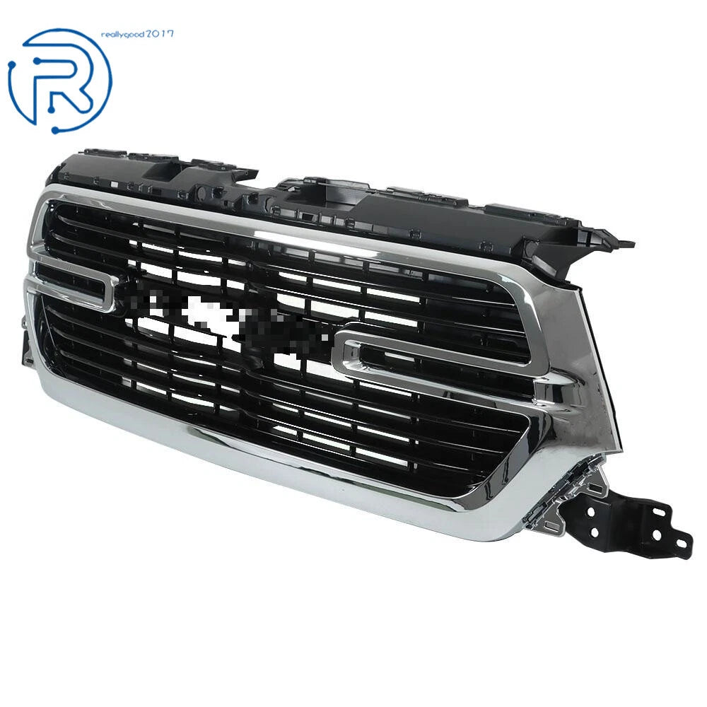 Glossy Black Front Grill with Chrome for Dodge Ram 1500 (2019-2022)