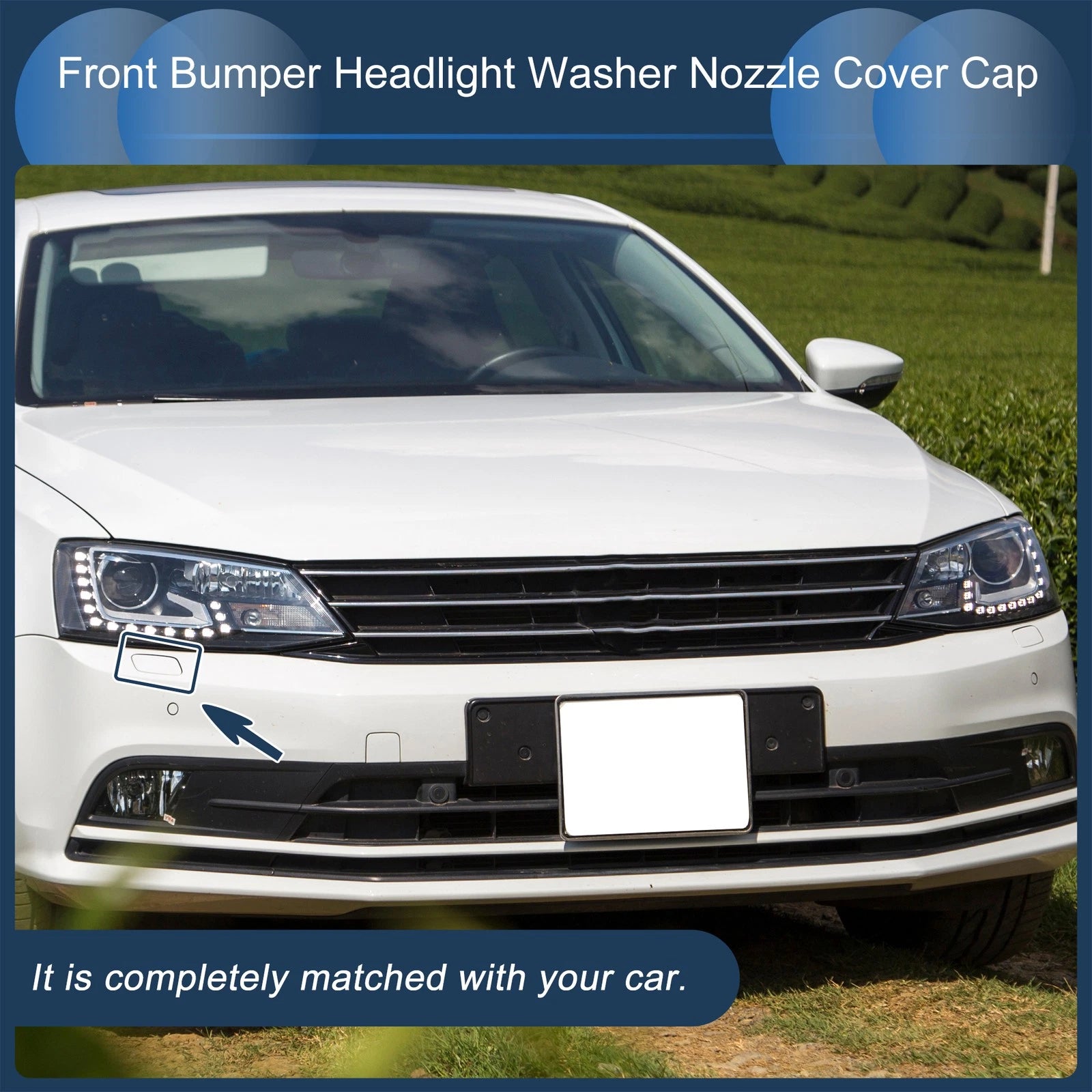 Front Right Washer Nozzle Cover Cap for Volkswagen Jetta A6 (2011–2014) Silver Tone