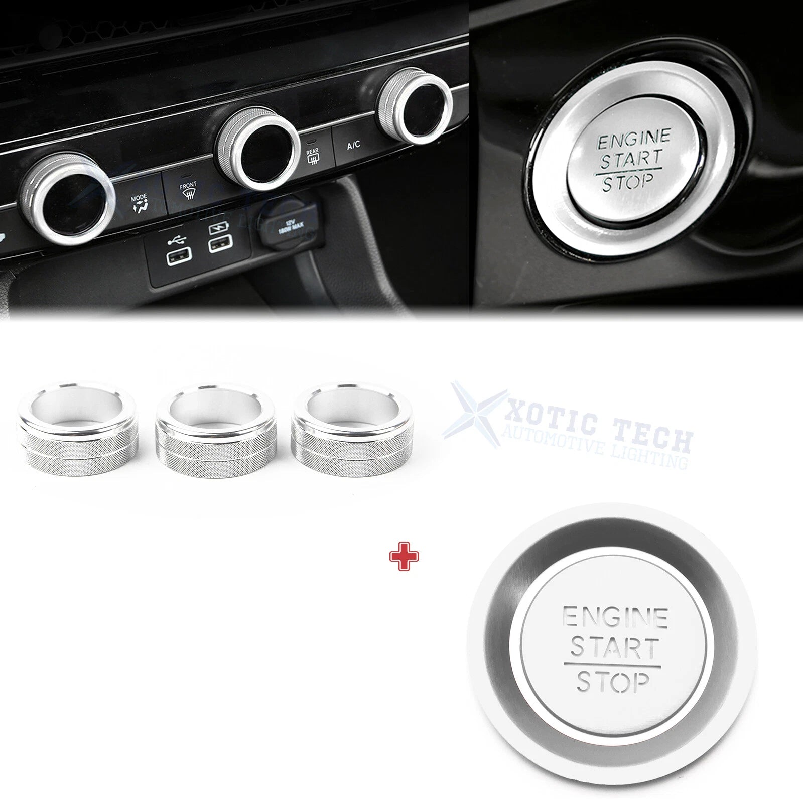 Engine Start Push Button + AC Climate Control Cover for Honda Civic (2022–2026)