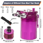 Oil Catch Can Kit for Universal Vehicles (Baffled, Aluminum)