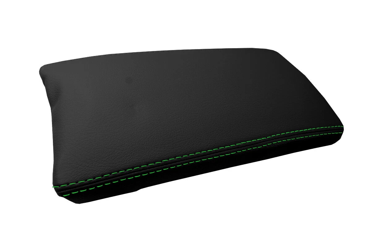 Leather Console Lid Armrest Cover for Toyota Prius (2010–2015) Green Stitch