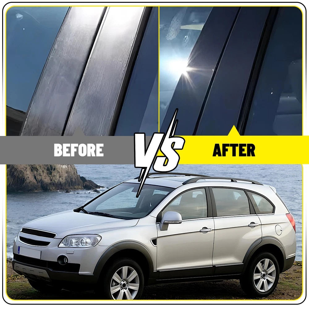 Set of 6 Glossy Black Pillar Post Covers for Chevrolet Captiva (2009–2018)