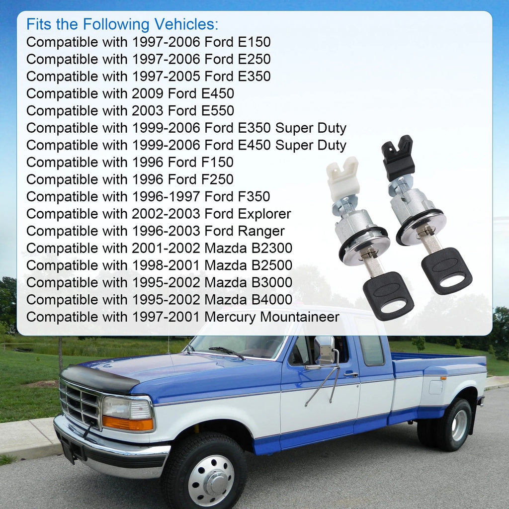 Set of 2 Door Lock Cylinders for Ford E150 E250 E350 (1992-2014)