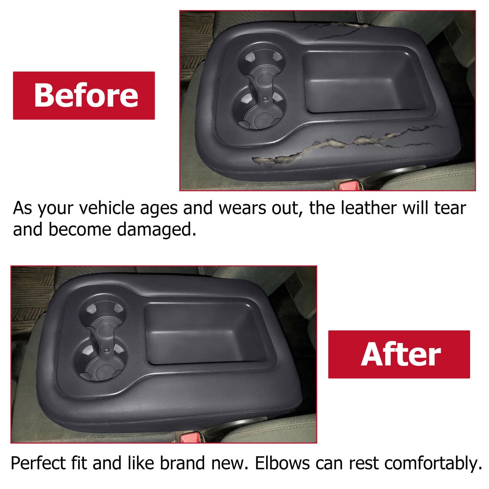Leather Console Armrest Lid Cover for Chevrolet Silverado Tahoe Sierra (2007–2014)