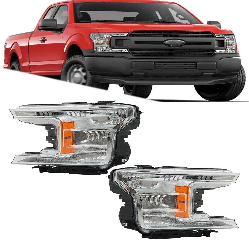 Headlight Set for Ford F150 (2018–2020) Driver & Passenger Side Halogen