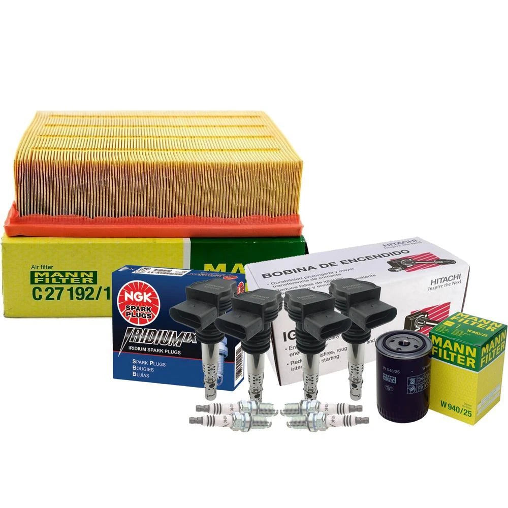 Tune-Up Kit with Mann Filters, NGK Spark Plugs, Hitachi Coils for Audi A4
