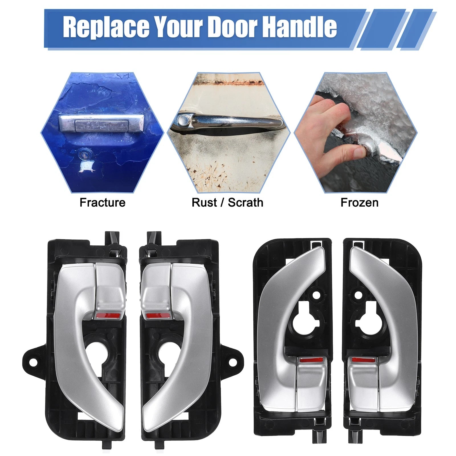 Set of 4 Interior Door Handles for Hyundai Sonata (2005–2008)