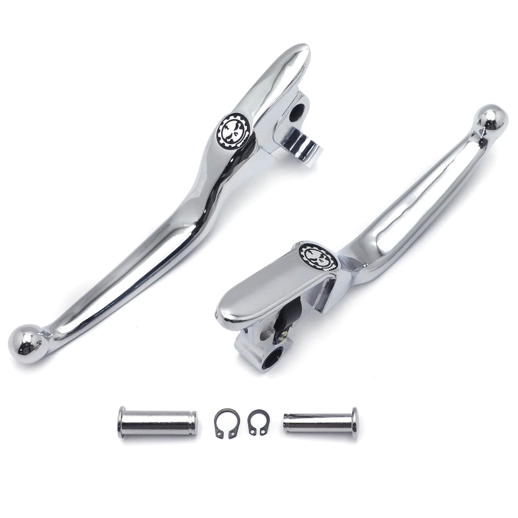 Chrome Skull Smooth Brake Clutch Levers for Harley Touring Trike (2008–2013)