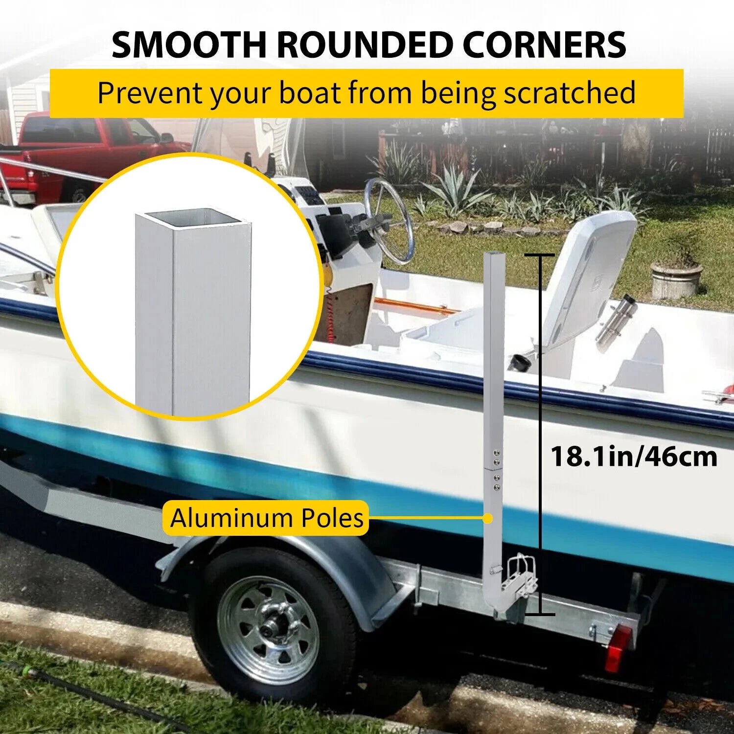 1-1/8" Thick Aluminum Boat Trailer Guide Poles for 46" Trailer (1.5" Square)