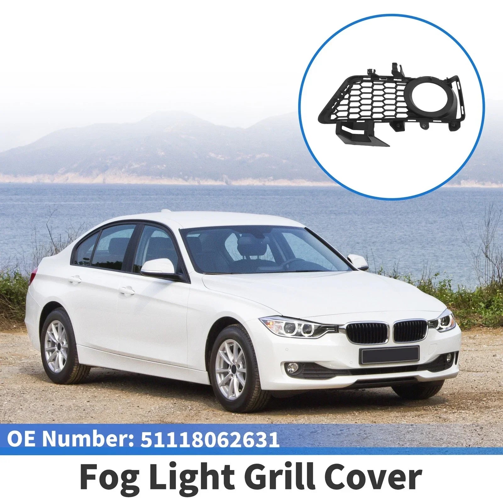1 Pc Front Left Fog Light Grill for BMW 3 Series (2012-2018)