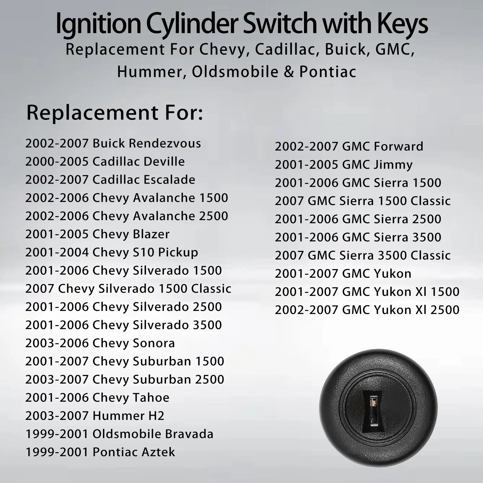 Ignition Switch Lock Cylinder with Keys for Chevy Avalanche Tahoe GMC Sierra (2000-2007)
