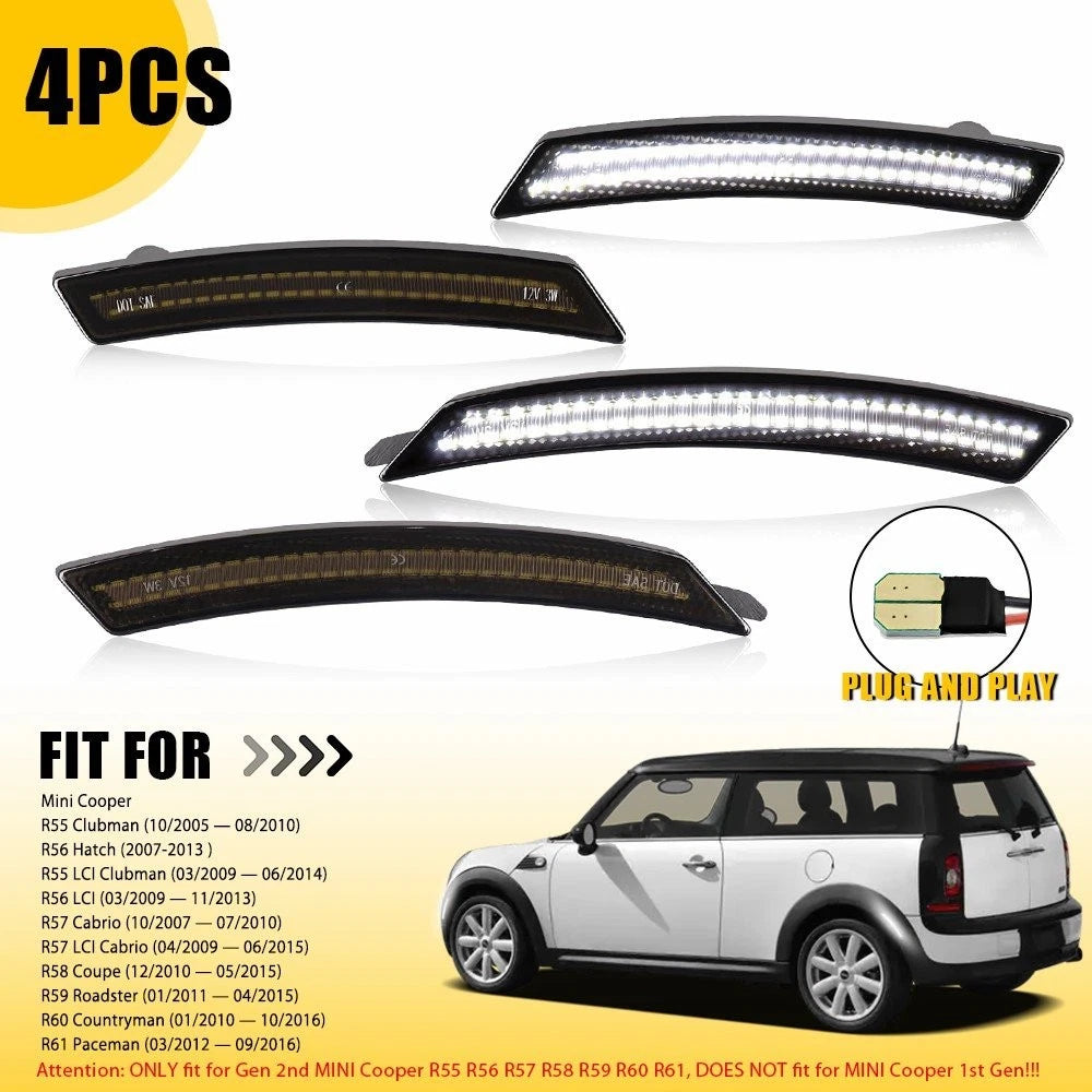 Set of 2 White LED Side Marker Lights for Mini Cooper R55 R56 R57 R58 R59 R60 R61