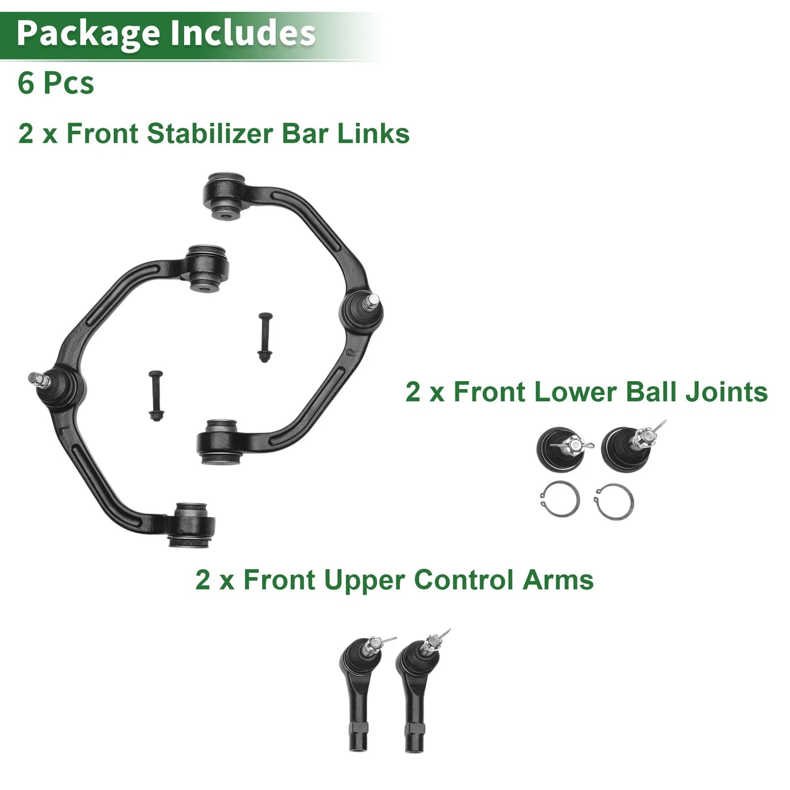6 Pcs Front Upper Control Arms for Ford Ranger (1998–2011) No.K80052/K80054