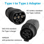 J1772 Type 1 to Type 2 EV Adapter for Tesla Electric Cars (32A)